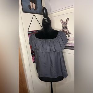 Grey Off The Shoulder Top